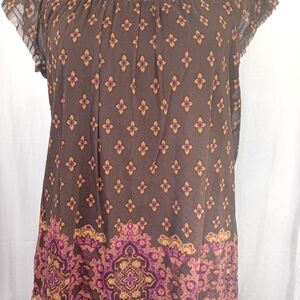 Apt. 9 Brown and Purple Patterned Blouse